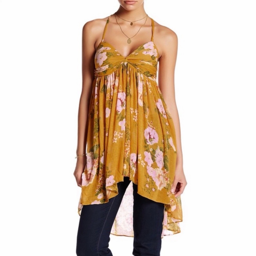 NWOT Free People Floral Yellow convertible top